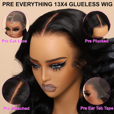 Body Wave Glueless Lace Frontal Pre Cut Pre Bleached Wig