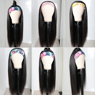 Straight Human Hair Glueless Headband Wig