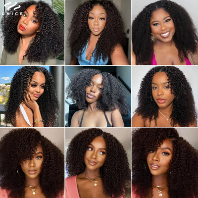 Kinky Curly V Part, Upgrade U Part Thin Natural Hair Wig