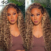 Honey Blonde Highlight Pre Cut Water Wave Lace Wig