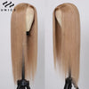 Light Flaxen Brown Lace Front Wig Silky Straight Pre Plucked