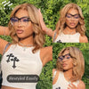 Honey Blonde Highlight Straight Short Lace Wigs