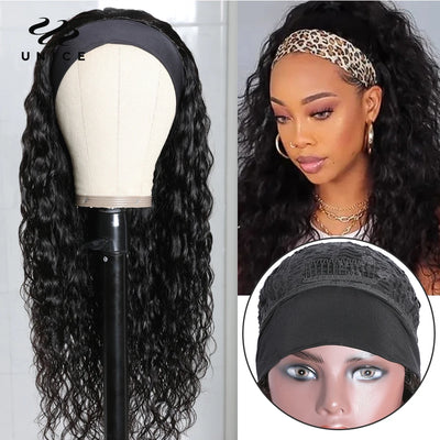 Water Wave Headband Scarf Human Hair Wigs