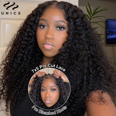 Pre Bleached Pre Cut Natural Afro Curly Human Hair Wig