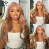 Light Flaxen Brown Lace Front Wig Silky Straight Pre Plucked