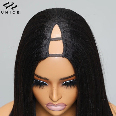 Yaki Straight V Part Wig 100% Human Hair V Shaped Wig