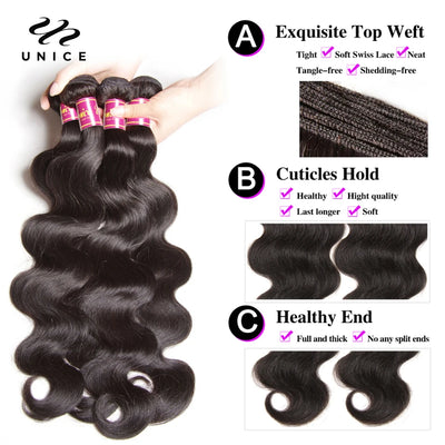 Body Wave Brazilian Virgin Hair Bundles Natural Color