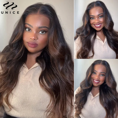 Ombre Brown Loose Wave Pre Cut Pre Bleached Lace Wig