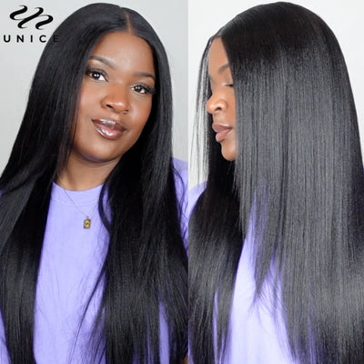 Yaki Straight V Part Wig 100% Human Hair V Shaped Wig