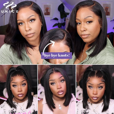 Yaki Straight Short Bob Pre Everything Lace Front Wig