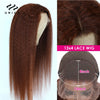 Reddish Brown Kinky Straight Wig Pre Plucked Frontal Wig