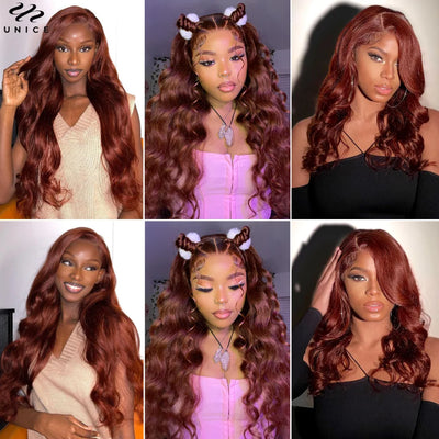 Invisible Knots Reddish Brown Body Wave Wig