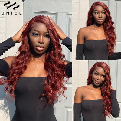 Invisible Knots Reddish Brown Body Wave Wig