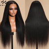 Yaki Straight Pre Bleached Knots Pre Plucked Pre Cut Lace Closure Wig