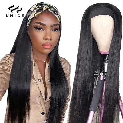 Straight Human Hair Glueless Headband Wig