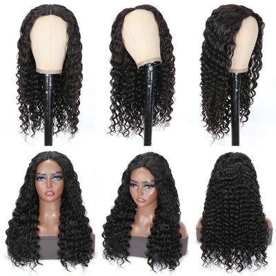 Wet and Wavy Deep Wave V Part Human Hair Wig