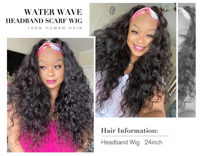 Human Hair Headband Water Wave Top Quality Wigs