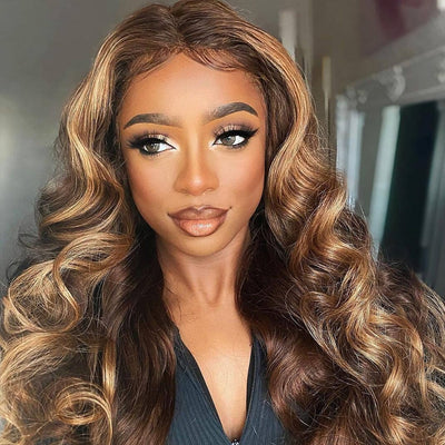 Ombre Honey Blonde Brown Loose Deep Long Lace Front Wigs