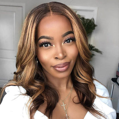 Ombre Honey Blonde Brown Loose Deep Long Lace Front Wigs