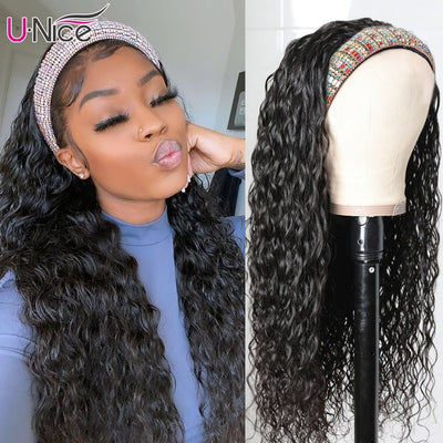 Human Hair Headband Water Wave Top Quality Wigs