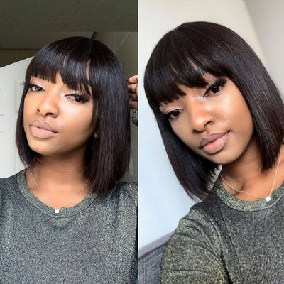 Straight Wig With Bangs Fringe Bob